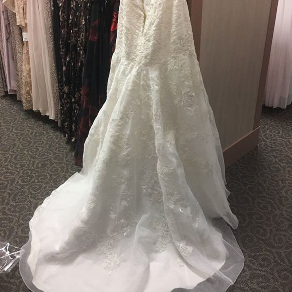 JEWEL BRAND NEW! ORGANZA TRUMPET WEDDING DRESS Ivory color - Picture 5 of 6